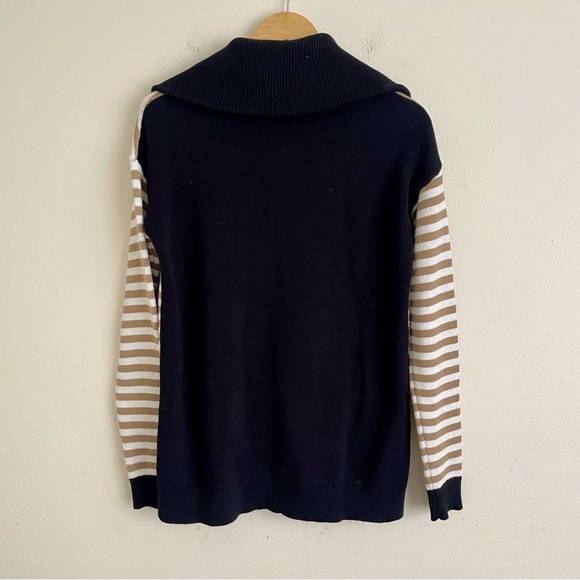 Cabi Mascot Elegant 2-way Zipper Closure Sailor Collar Striped Cardigan Size S - Picture 2 of 5